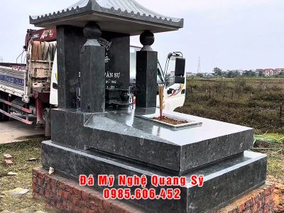 Mẫu Mộ 1 mái đá xanh rêu Thanh Hóa giả cổ, chất lượng cao